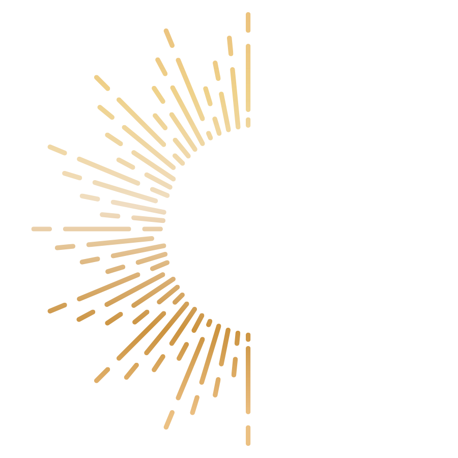 Number three with a golden sunburst design
